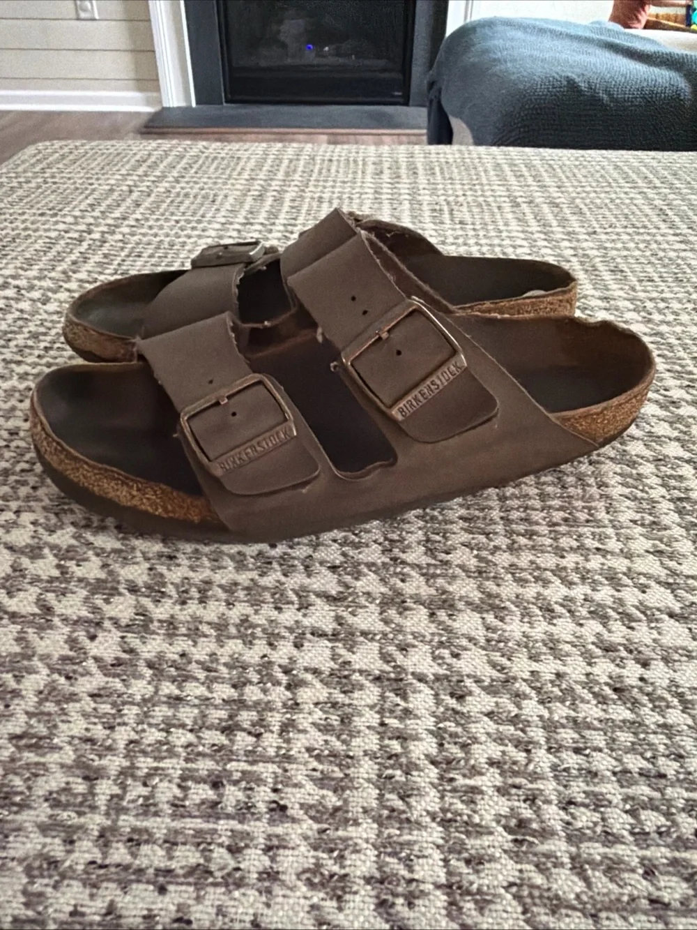 Birkenstock Men's Double-Strap Dark Brown Leather Sandals
